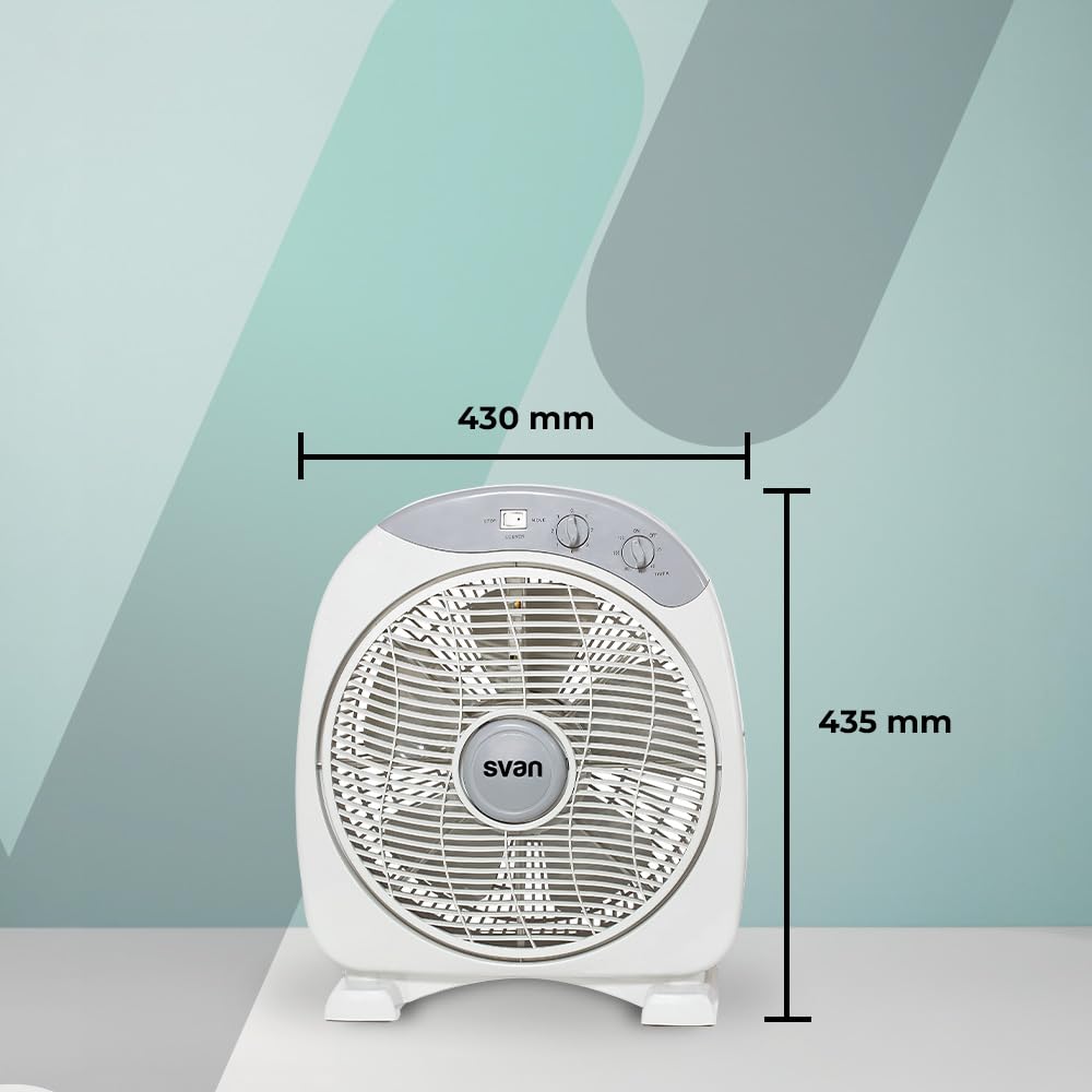 Svan Ventilador de Suelo Gris 12", 35 W, SVS351200. Temporizador de 60 min, 5 Aspas, Control Manual