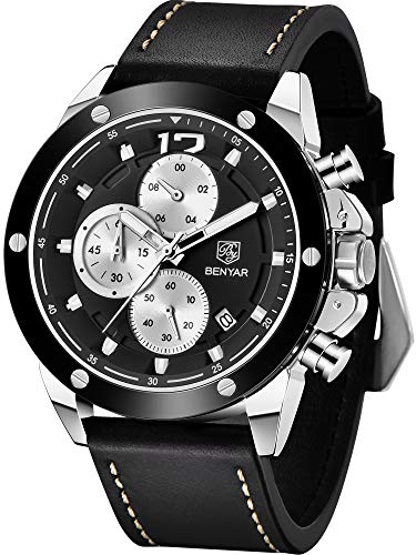 BENYAR Men's Analog Chronograph Watch with Leather Bracelet BY5165M