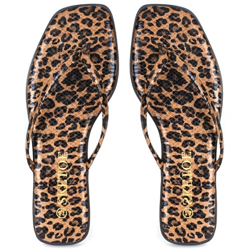 Image of Flip Flops Sandals for Women Square Toe Lightweight Thong Slides