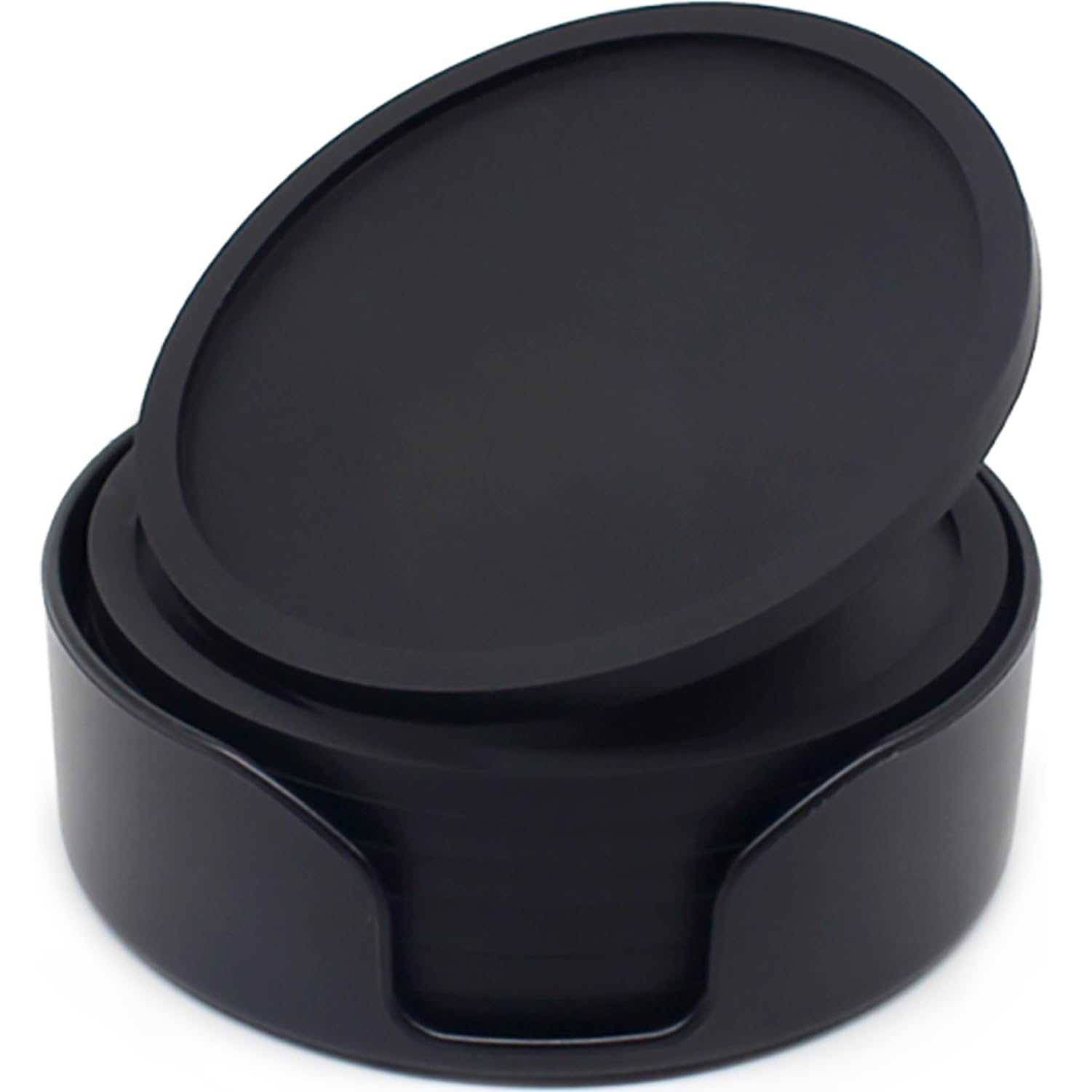 Tmeng Classic Edition（Black） Silicone Coaster Set Of 6 Pieces With Silicone Cup Holder,Drinking Coasters, Cup Mat For Drinks,Live For Hot Or Cold Drink Thickened, Non-Slip, Non-Stick