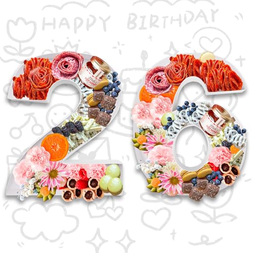 Image of 12 inch Fillable Number Paper Mache Cardboard Cutouts Sweet Charcuterie Board Tray(White, 26 Shape)