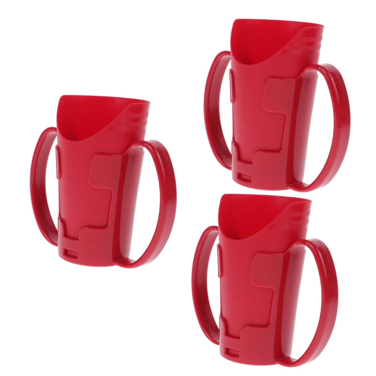 3 Piezas taza de cuidado de ancianos taza con pajita y tapa copa de rehabilitación de agua de bebe a prueba de asfixia de prevención de asfixia el plastico rojo