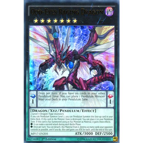 YuGiOh MP17-EN205 1st Ed Odd-Eyes Raging Dragon Ultra Rare Card - ( 2017 Mega-Tin Mega Pack Single Card )