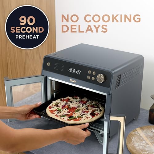 Image of Ninja | French Door Premier Air fry Oven | 10-in-1 functions | 20.3-qt capacity | 5-qt Air Fry Basket, Sheet Pan, Wire Rack, Broil Rack | PFAS-free, Dishwasher-Safe Accessories | Cyberspace | FO101BL