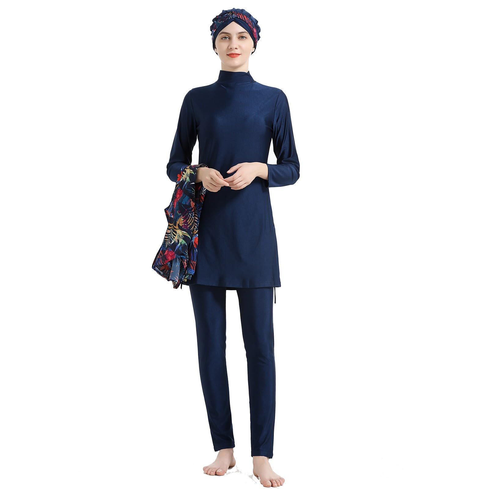Burkini Damen: Muslimische Badeanzug Uv Rashguard Slim Fit Push Up Badeanzüge Swim Suit Shape Bauchweg Schwimmanzug Swimsuits for Women Große Größe Bademode Swimwear