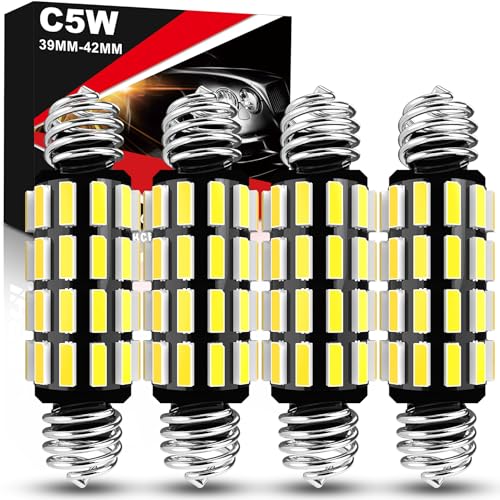 OUSHI 39MM 42MM Innenraumbeleuchtung Glühbirne, CANBUS 12V 24V 6500K Weiß 1.54'' 1.65'' Glühbirne für Lichtkuppeln Kofferraumbeleuchtung Kennzeichenbeleuchtung, 4 Stück