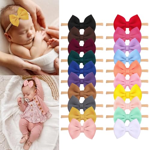 Image of XIMA 20pcs Baby Puff Bow Headband,Boutique Single Puff Bows Headbands for Baby Girls,Hair Band Hair Accessories for Infants Newborn Toddler