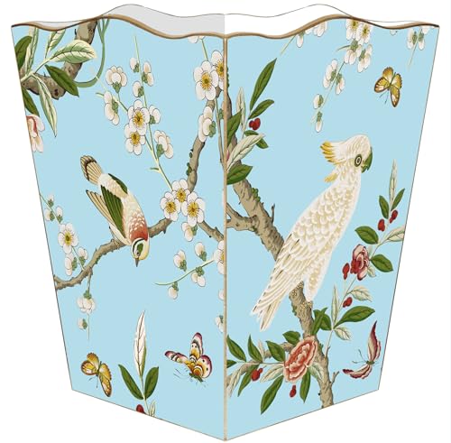 Caneca de basura cuadrada de madera artesanal rosa miniatura 3