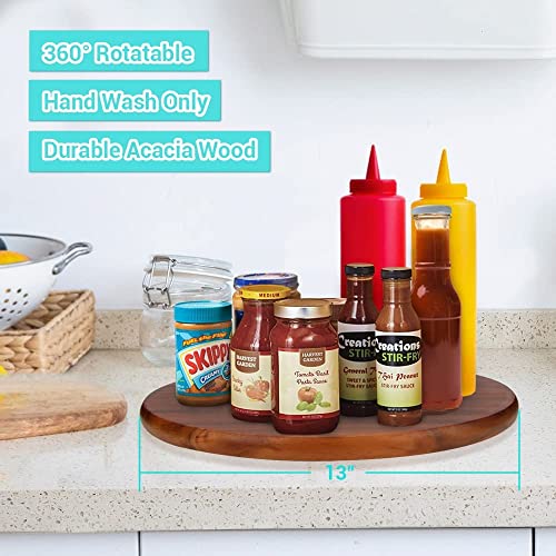 Aidea 13 Inch Acacia Wood Lazy Susan Organizer, Lasy Susan Turntable For Cabinet,Pantry,Kitchen,Home #TOP2
