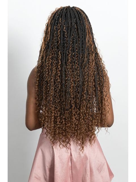 Janet Collection Human Hair Prime Unimix Encore Lavie X-Pert TRACK BRAID HAIR 3XB BOHO SENEGAL TWIST BRAID Goddess curl ends WEAVING 24” (COLOR #1B)