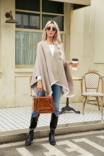 Women's Shawls Wrap Poncho Elegant Soft Capes Open Front Cardigan Large Blanket Wraps Cashmere Warm for Fall Winter3