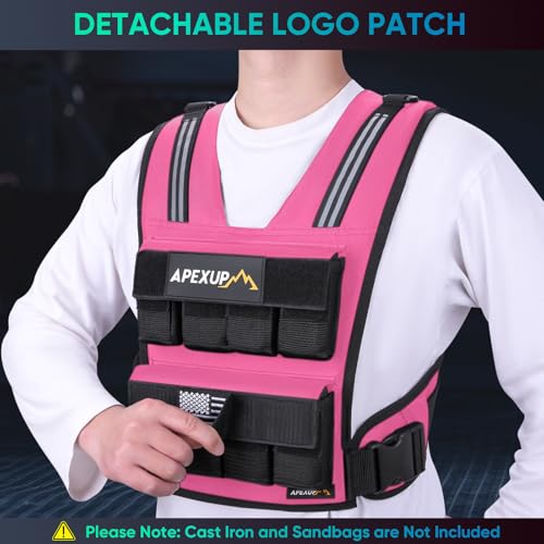 Image of APEXUP Adjustable Weighted Vest Men 20lbs /30lbs /40lbs Weights with Reflective Stripe, Weight Vest Woman Workout Vest for Strength Training Running Walking