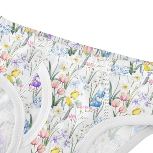 Boys' Exclusive Briefs Toddler Underwear 95% Combed Cotton Boxerbriefs 2T Wildflower Pattern 44