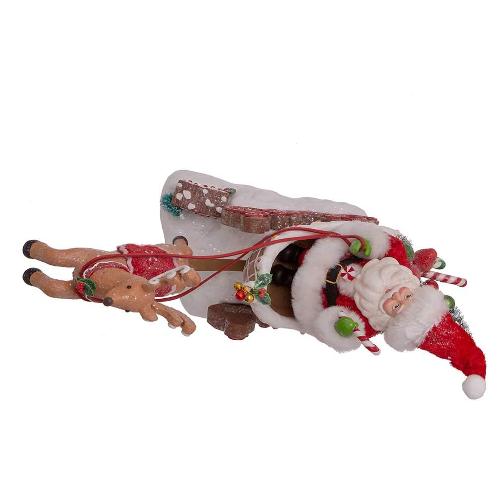 Kurt S. Adler Babbo Natale Sulla Renna Con Sacco Regali - Collezione Fabriché, Decorazione Natalizia 12,7 Cm - 2
