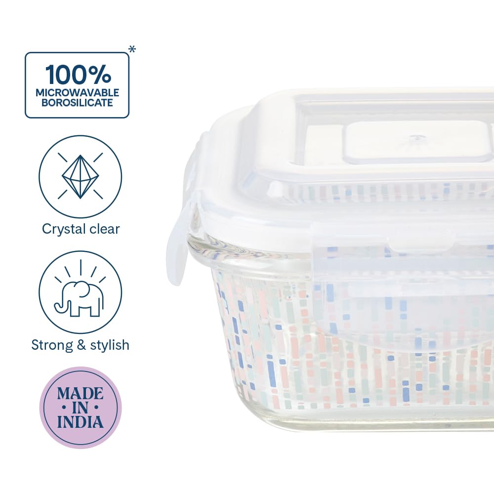 Larah Glass Lunchbox - Leakproof & Microwave Safe -3