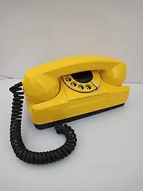 Telefone Retrô Decorativo, Design Vintage Anos 70, Discador Giratório, Múltiplas Cores, Material Resistente, 20x15x18 cm (Amarelo)