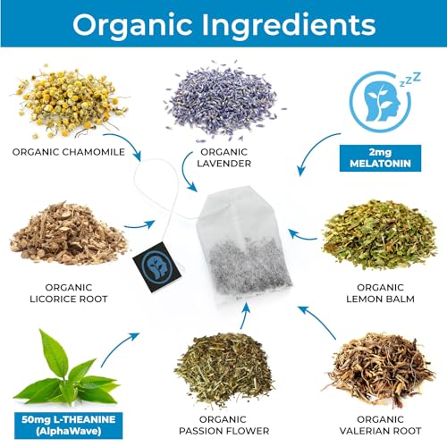 Deep Sleep Tea 2mg Melatonin Tea & and 50mg L-Theanine for Deep Sleep with Valerian, Chamomile, Lemon Balm and Passion flower Extra Strength Sleepy Tea for Night Time Rest and Relaxation - Image 5