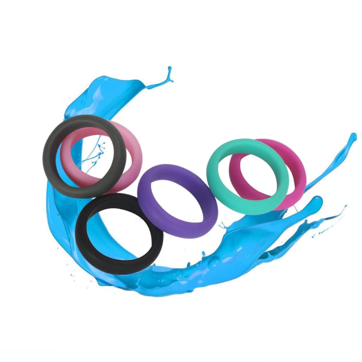 HANABASS 6pcs Silicon Ring for Women Comfortable Durable Rubber Ring for Wedding Sports Travel Random Color