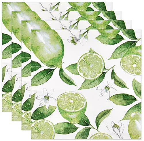 100 Lime Fruits Cocktail Beverage Napkins Disposable Paper Green Limes Citrus Fruit Dessert Napkin For Spring Summer Wedding Birthday Party Bridal Baby Shower Dinner Supplies Tableware Decor #TOP4