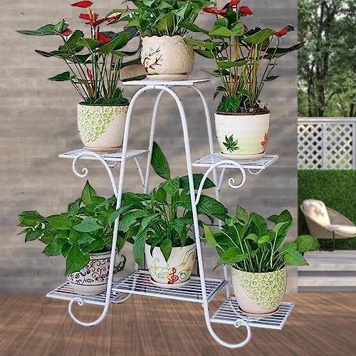 UZ; METAL STORE Multi Tier Iron Metal Plant Stand For Balcony Outdoor Indoor Plant Holder Home Decor Item Flower Pot Holder ( 6 Tier ) (White) (B0DHBNFLTP) Amazon Price History, Amazon Price Tracker
