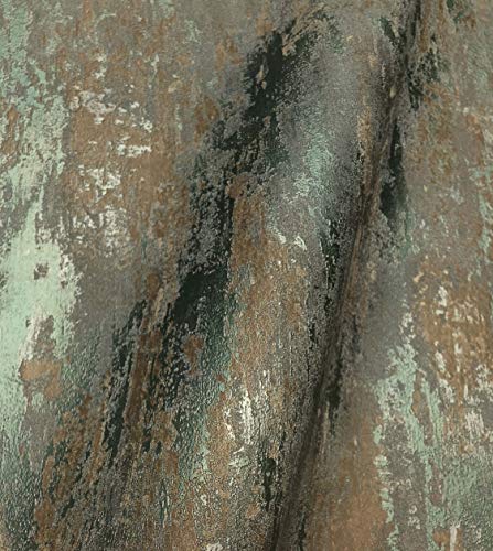 NEWROOM Tapete grün Putz Beton Vliestapete Bronze Vlies moderne Design...