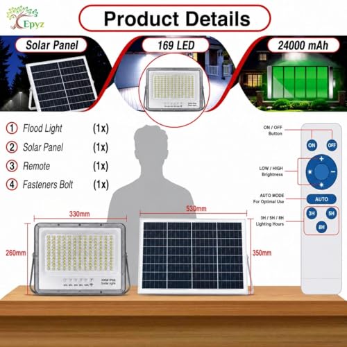 Image of Epyz 300Watt Solar Flood Light Outdoor
