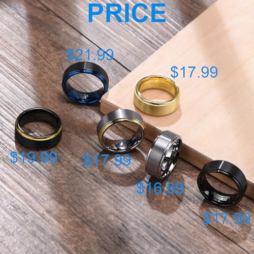Bible Verse Religious Cross Tungsten Carbide Ring Step Edge Design Frosted Personalized Cross Wedding Band for Men & Women, 8MM/Size 7-122