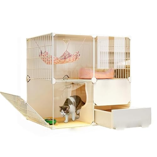 猫ケージ家庭用室内猫砂鉢一体猫別荘猫小屋猫舎猫トイレ超自由空間です 掃除や移動が簡単 (70*45*70cm,ケージ + 猫用トイレ(シャベル付き) + はしご)