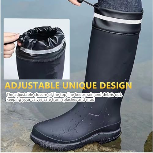 Rain Boots for Men Knee High Waterproof Garden Boots Mens Rubber Shoes with PVC Comfort Lightweight Work Mud Boots Resistant Durable Slip for Gardening Fishing Farming3