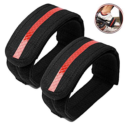 TRIVERSAL Bike Pedal Straps Bicycle Pedal Straps Universal Toe Clips Foot Straps Reflective