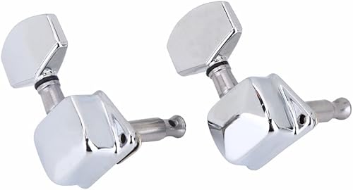 Miniatura 4 de Juego de 6 clavijas de afinación para guitarra plateada, semicerradas, cabezales de máquina 3L3R, con tornillos, clavijas de afinación de guitarra