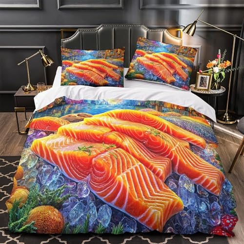 Housse de couette saumon anti-glissement avec grand zip solide lit 260x220