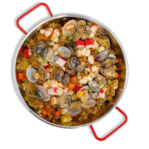 Generisch Paellera profesional de acero inoxidable para uso diario con doble oreja para evitar quemaduras, fácil de limpiar, ollas pequeñas para sopa, ollas de pasta para cocinas de inducción, aptas