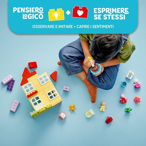 DUPLO La Casa del Compleanno di Peppa Pig, Giochi Creativi per Bambine e Bambini da 2 Anni in su con 3 Personaggi, Orsacchiotto Giocattolo e Torta di Compleanno, Playset Educativo 10433 - Lego - Immagine 2