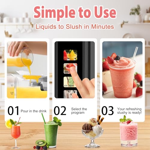 Image of Slushie Machine for Home - 88oz Frozen Drink Maker Slushy Machine, 2-In-1 Soft Ice Cream Maker, 6 Preset Programs| Slushie, Cocktails, Frappes, Ice Cream, Smoothies, Milkshakes (Screen Version）