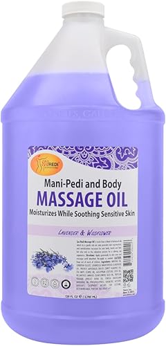 Miniatura 1 de SPA REDI - Aceite de masaje, flor silvestre de lavanda, pedicura profesional de 128 onzas, manicura, terapia de masaje de cuerpo completo, con