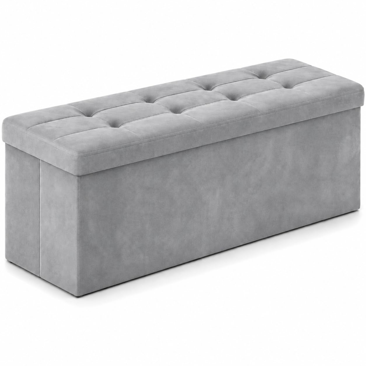ALASDO 43 Inch Folding Storage Ottoman Bench with Hidden Storage, Velvet Storage Ottoman Foot Rest Stool, End of Bed Bench for Bedroom, Living Room, Entryway and Closet, Dark Gray