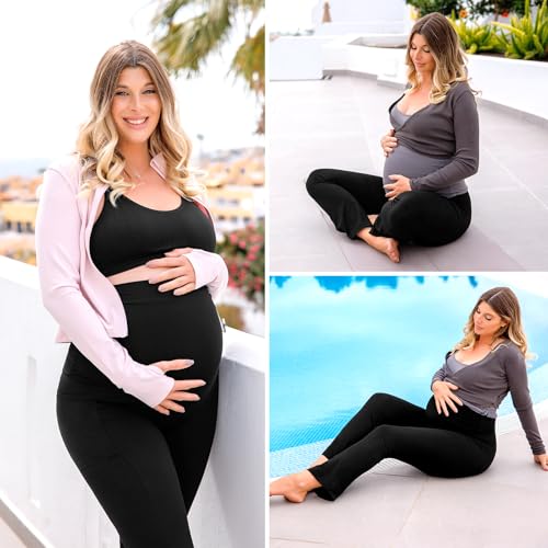 Leafigure Maternity Flare Leggings with Pockets - image 7
