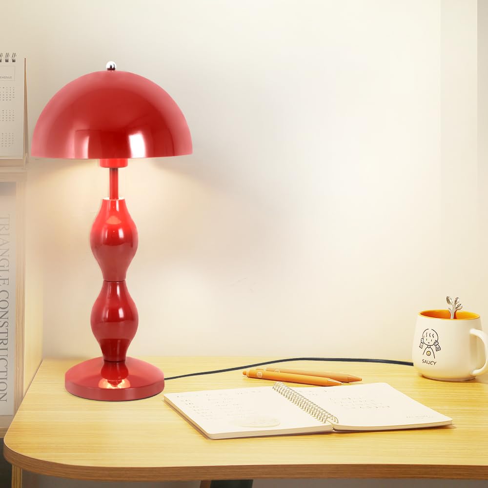 Pilz Lampe Rote,Pilz Tischlampe,Nachttischlampe E27 | Schreibtischlampe Retro,Für Kinderzimmer,Schlafzimmer,Büro,Tastenschalter,Lesestischlampe,Mushroom Lamp
