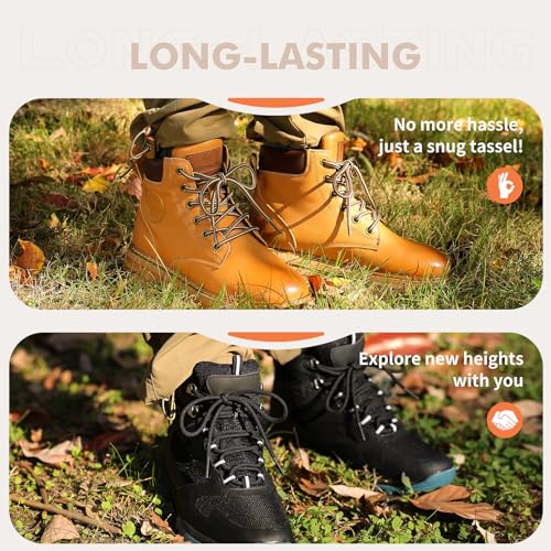 Stepace Round Shoelaces [2 Pairs] Heavy Duty Boot Shoe Laces For Hiking Work Boots Khaki Brown-140 thumb #4