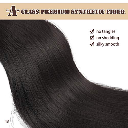 Barsdar Dark Brown Ponytail Extension - 14 Inch Short Straight Drawstring Ponytail Extensions For Women, Synthetic Drawstring Clip In Pony Tails Hairpieces Fake Straight Ponytails thumb #3
