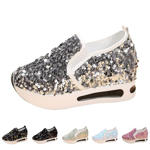 Chaussures de fête tendance à paillettes et sandales plates strass