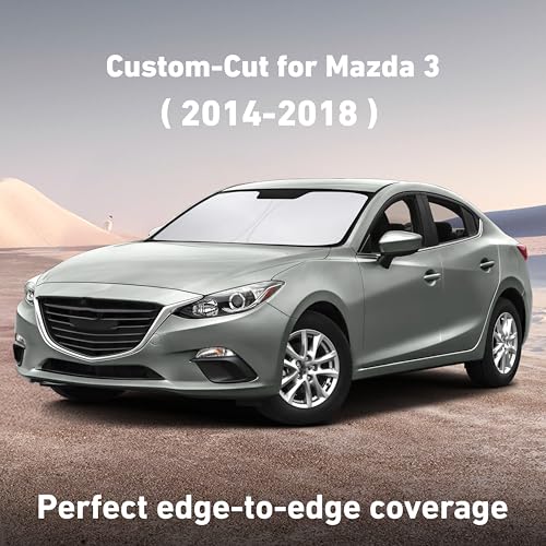 Image of EcoNour Windshield Sunshade Compatible for Mazda 3 2014-2016 2017 2018, Sun Visor for Front Windshield & Window Sun Shade Cover, UV Heat Blocker & Protector, Car Accessories