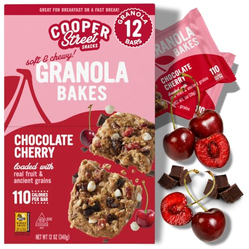 Cooper Street Granola Bakes - Chewy Breakfast Granola Bars with Chia, Flax, Buckwheat and Oats - Chocolate Cherry Individually Wrapped Nut & Dairy Free On-The-Go or School Snacks - 12 Bars, 1oz each - image 1