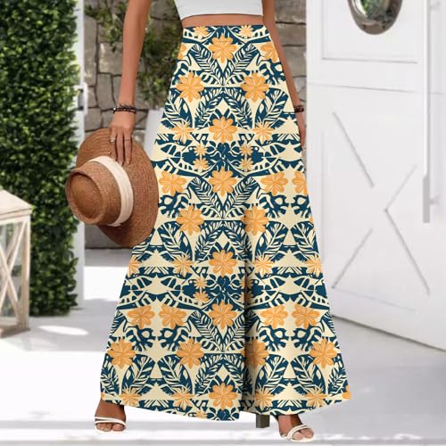 Hawaiian Wide Leg Pants for Women Flared High Waist Relax Fit Trousers Floral Pants Casual Summer Vacation Trousers2