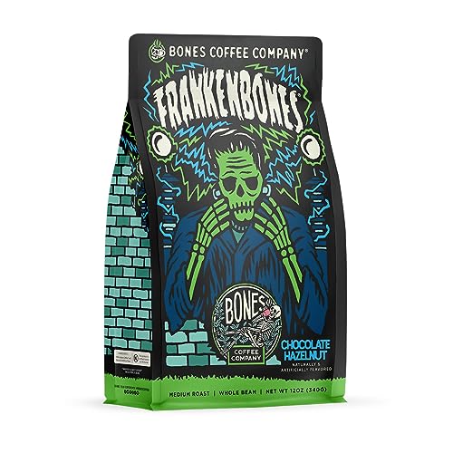 Bones Coffee Company Frankenbones Chocolate and Hazelnut Flavored Coffee, Medium