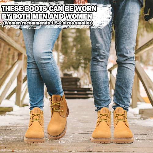Image of Men's Soft Toe Nubuck Leather PU Sole, Wheat Work Boots-82103