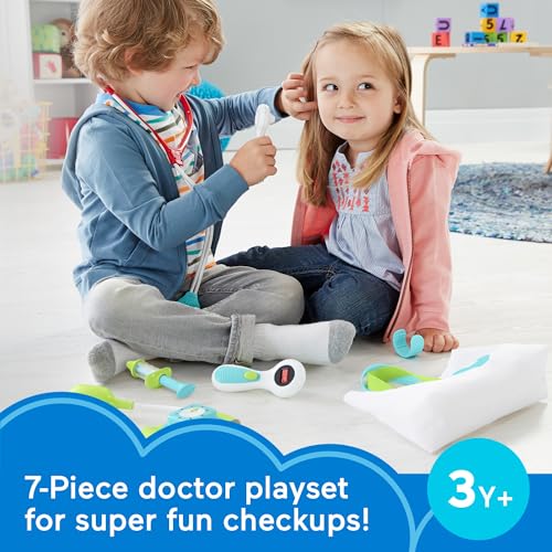 image for Fisher-Price Doctor Playset Medical Kit 7-Piece Toy for Dress Up and P