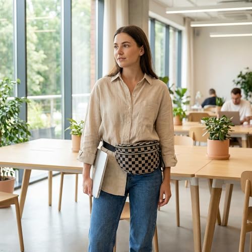 Image of Womens Crossbody Bag, Spacious Nylon Bum Bag Trendy Shoulder Purse with Adjustable Strap Zipped Travel Essentials