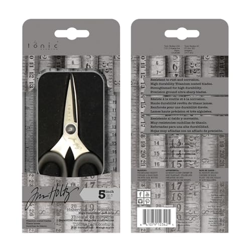 Ciseaux Couture papier tissu Tim Holtz Tonic Studios marron 12,3 cm de précision
